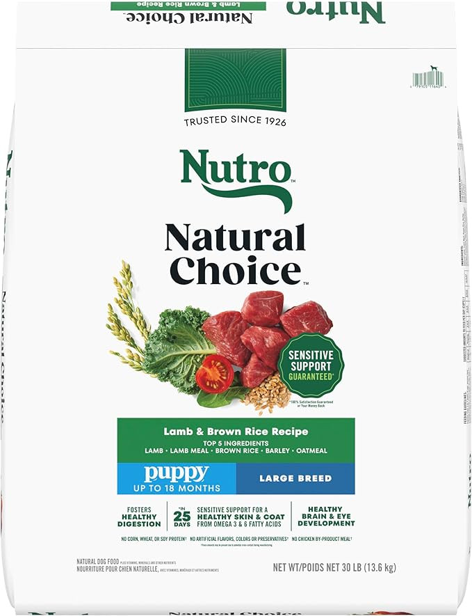 Nutro Natural Choice 大品种干狗粮,小狗粮干食谱,羊肉和糙米食谱,30 磅